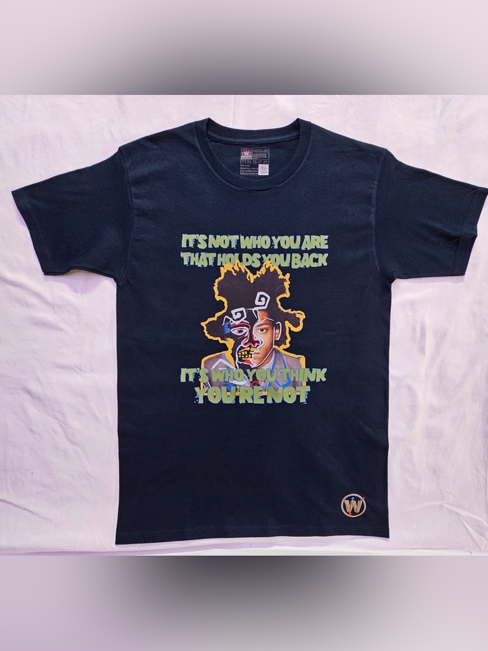Blue Graphic  Tee with Motivational Portrait